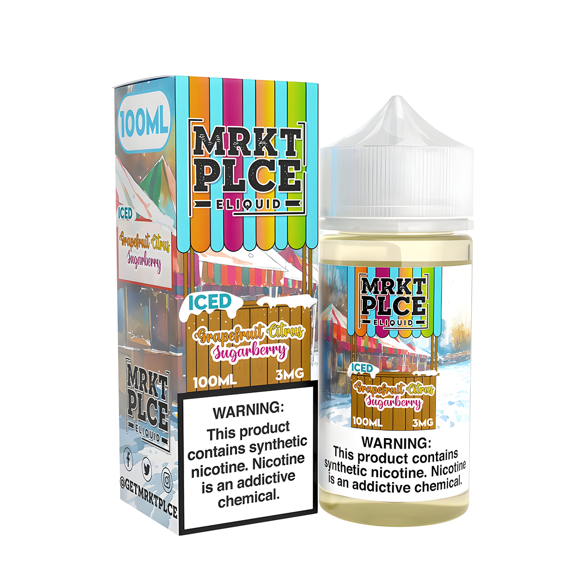 MRKT PLCE Freebase Vape Juice 0 Mg 100 Ml Iced Grapefruit Citrus Sugarberry