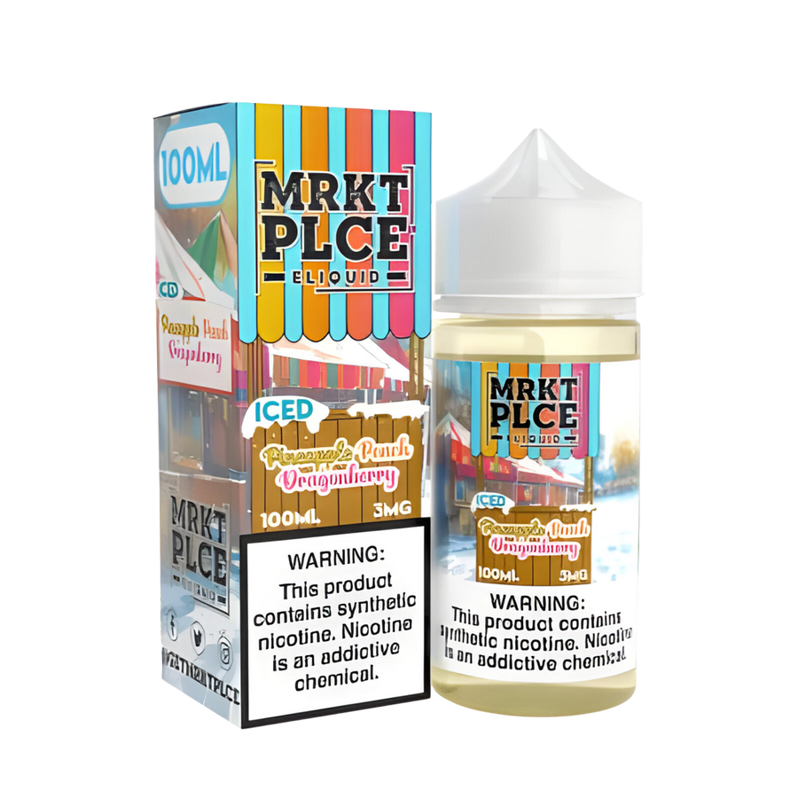 MRKT PLCE Freebase Vape Juice 0 Mg Iced Pineapple Peach Dragonberry 