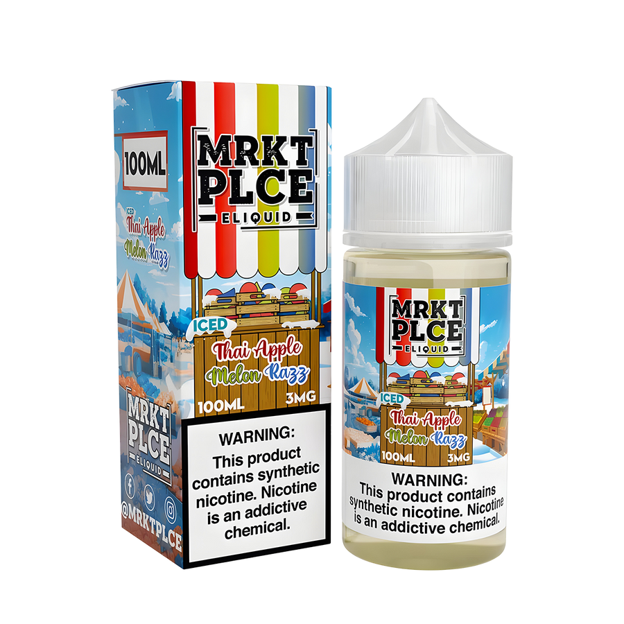 MRKT PLCE Freebase Vape Juice 0 Mg Iced Thai Apple Melon Razz 