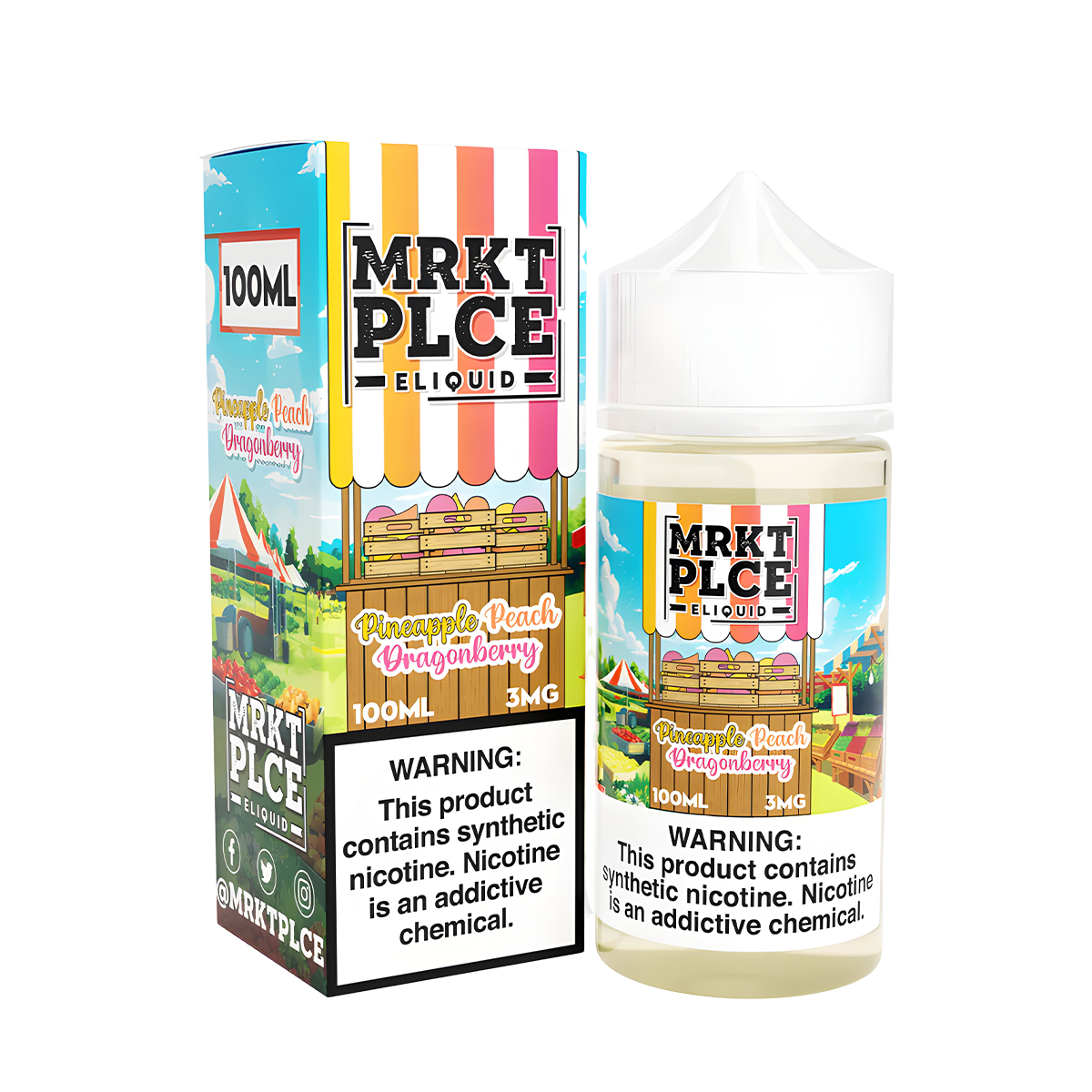 MRKT PLCE Freebase Vape Juice 0 Mg 100 Ml Pineapple Peach Dragonberry