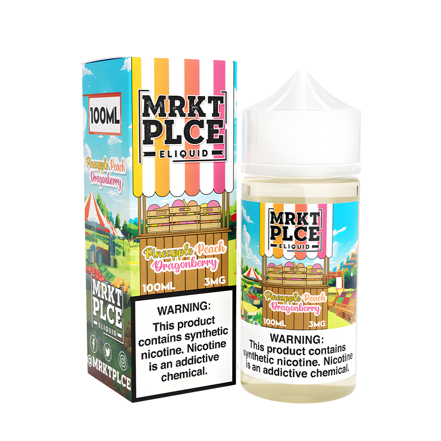 MRKT PLCE Freebase Vape Juice 0 Mg Pineapple Peach Dragonberry 