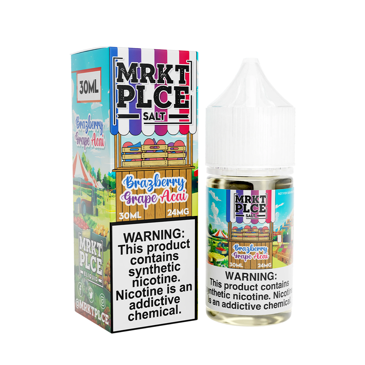 MRKT PLCE Salt Nicotine Vape Juice 24 Mg 30 Ml Brazberry Grape Acai