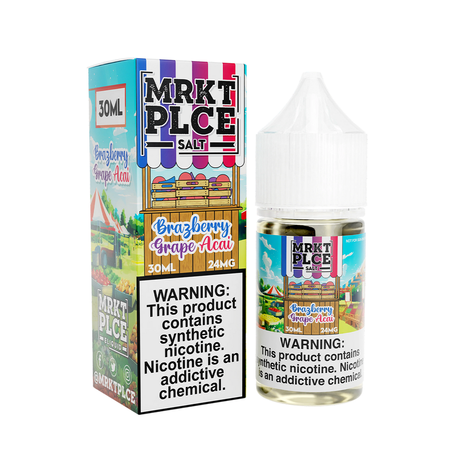 MRKT PLCE Salt Nicotine Vape Juice 24 Mg 30 Ml Brazberry Grape Acai