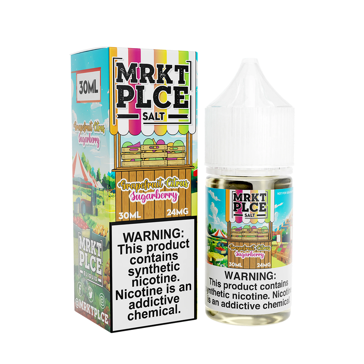 MRKT PLCE Salt Nicotine Vape Juice 24 Mg 30 Ml Grapefruit Citrus Sugarberry