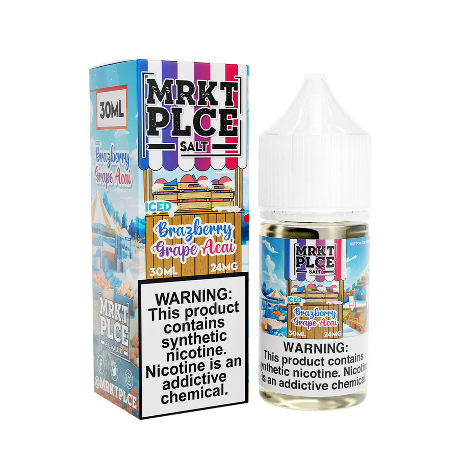 MRKT PLCE Salt Nicotine Vape Juice 24 Mg 30 Ml Iced Brazberry Grape Acai