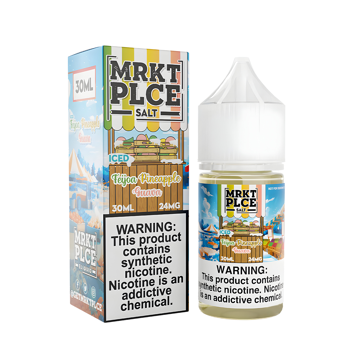 MRKT PLCE Salt Nicotine Vape Juice 24 Mg 30 Ml Iced Feijoa Pineapple Guava