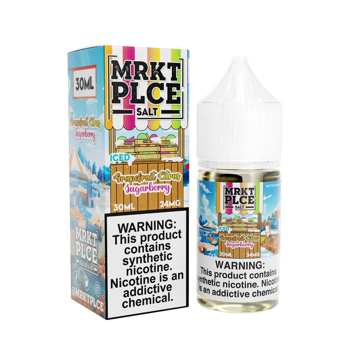 MRKT PLCE Salt Nicotine Vape Juice 24 Mg 30 Ml Iced Grapefruit Citrus Sugarberry
