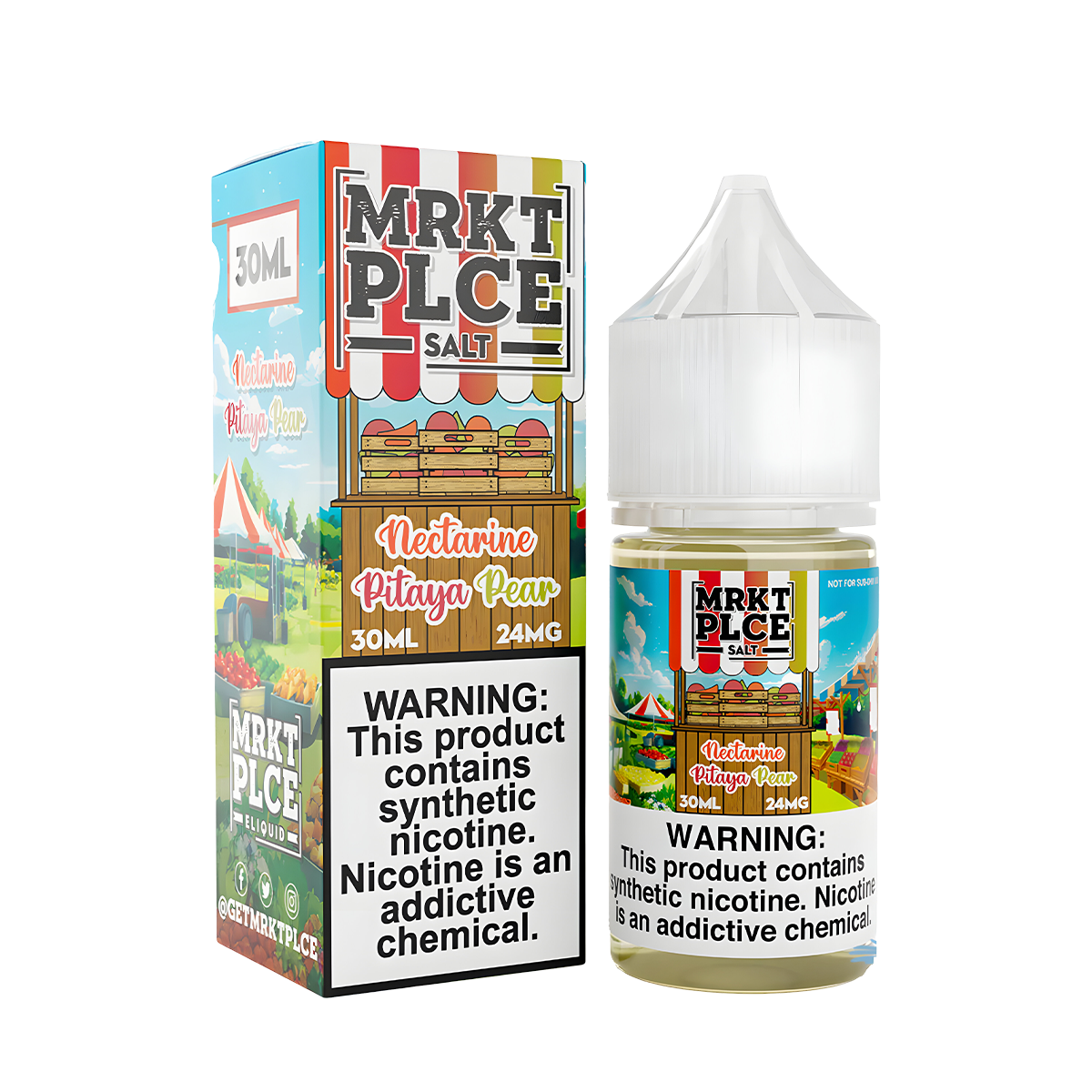 MRKT PLCE Salt Nicotine Vape Juice 24 Mg 30 Ml Nectarine Pitaya Pear