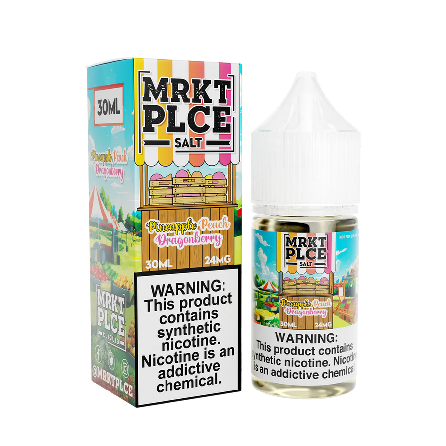 MRKT PLCE Salt Nicotine Vape Juice 24 Mg 30 Ml Pineapple Peach Dragonberry