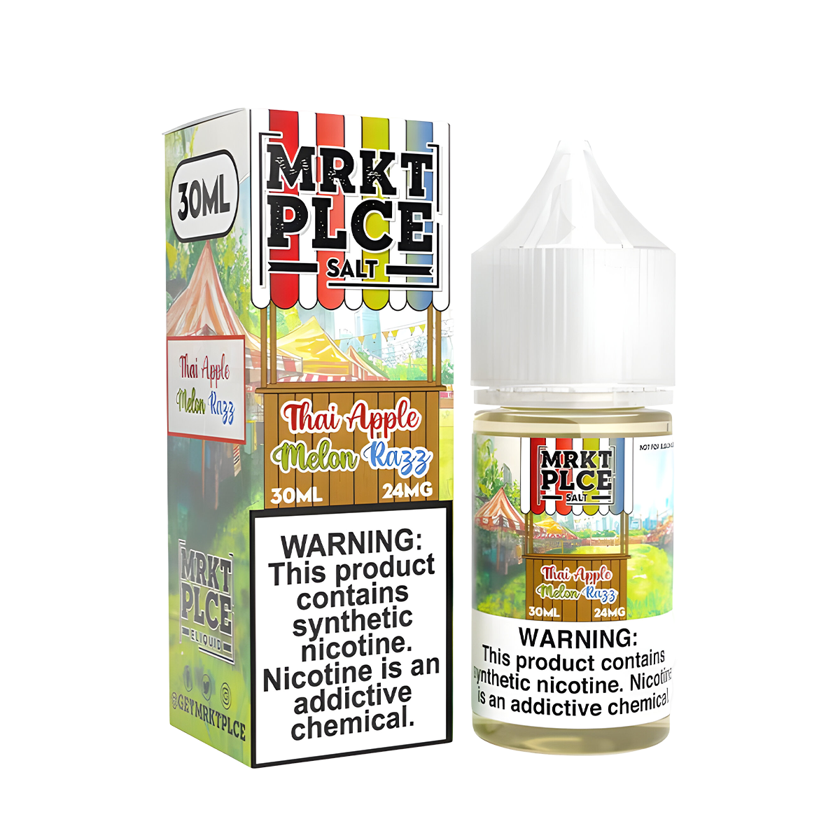 MRKT PLCE Salt Nicotine Vape Juice 24 Mg 30 Ml Thai Apple Melon Razz