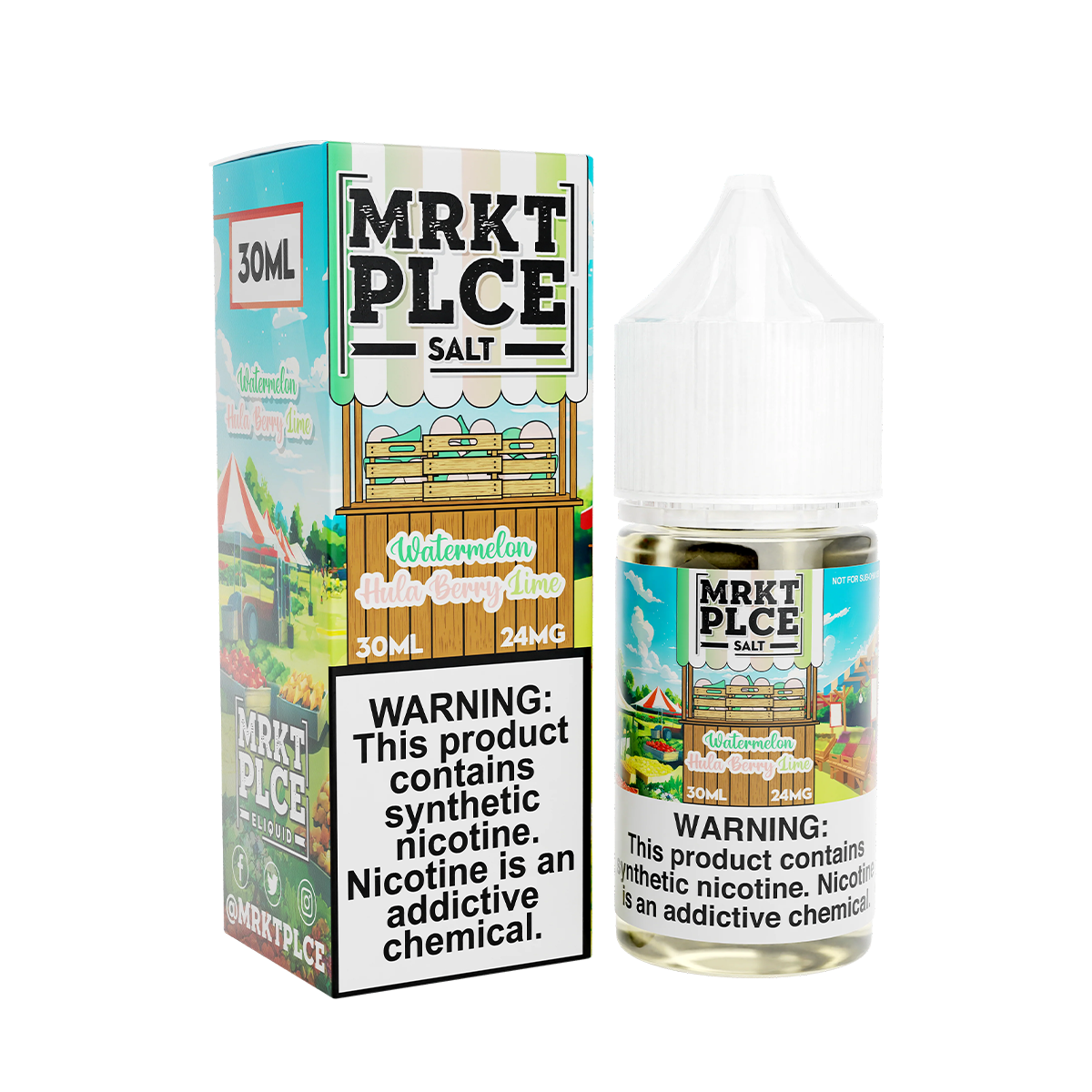 MRKT PLCE Salt Nicotine Vape Juice 24 Mg 30 Ml Watermelon Hula Berry Lime