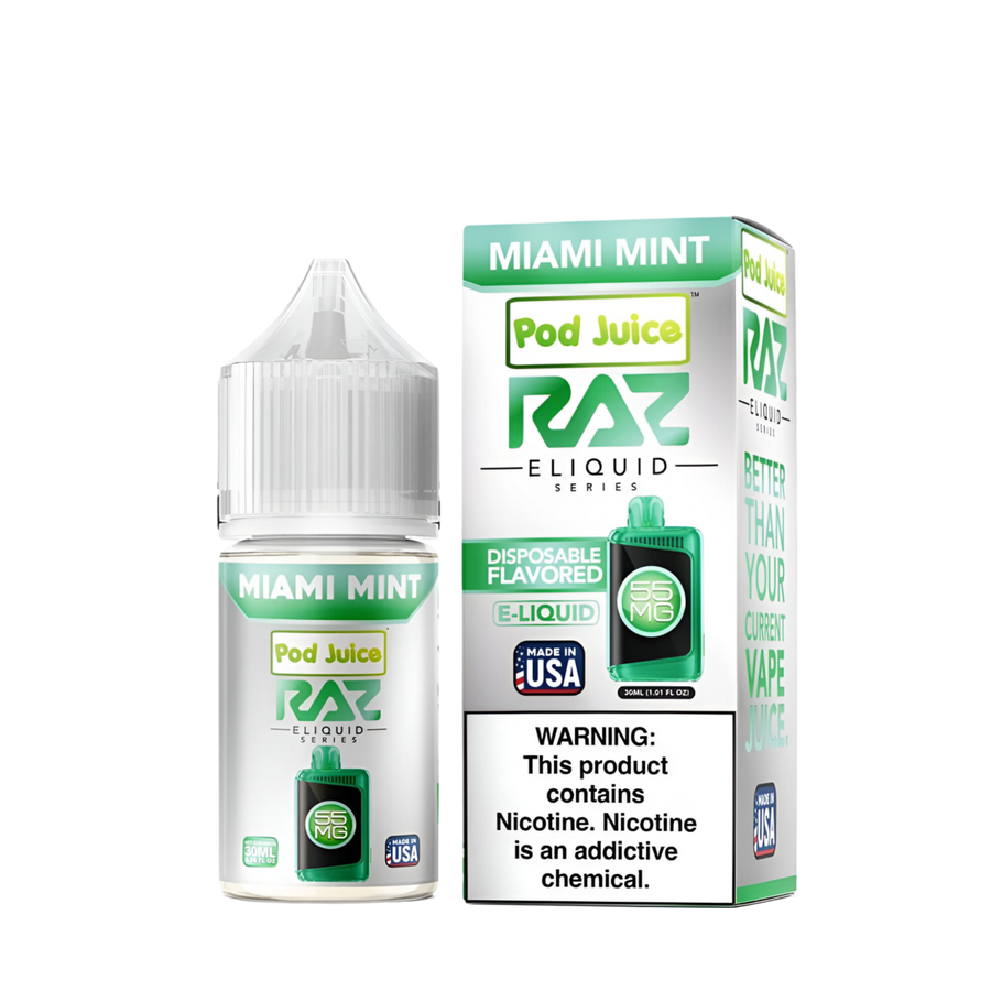 Pod Juice x Raz Salt Nicotine Vape Juice 20 Mg Miami Mint 