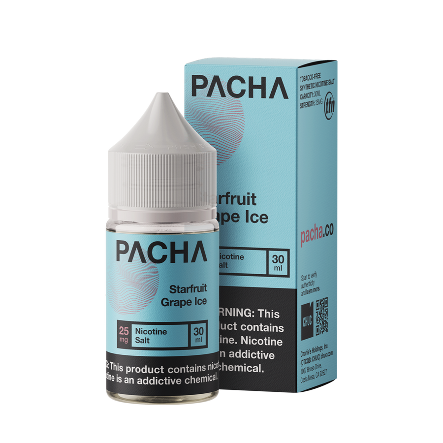 Pacha TFN Salt Nicotione Vape Juice 25 Mg Starfruit Grape Ice 