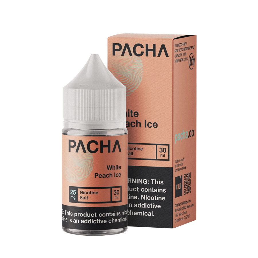 Pacha TFN Salt Nicotione Vape Juice 25 Mg White Peach Ice 