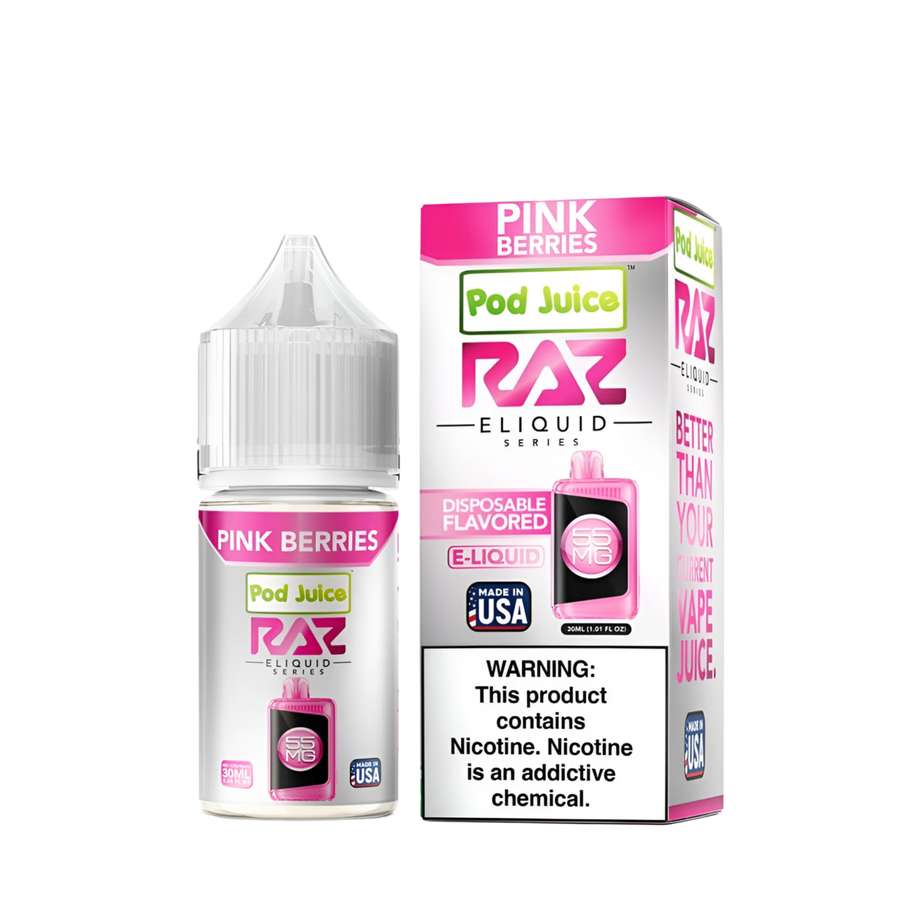 Pod Juice x Raz Salt Nicotine Vape Juice 20 Mg Pink Berries 