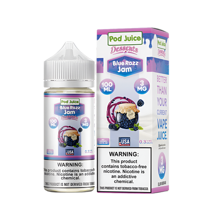 Pod Juice Desserts Freebase Vape Juice 0 Mg 100 Ml Blue Razz Jam