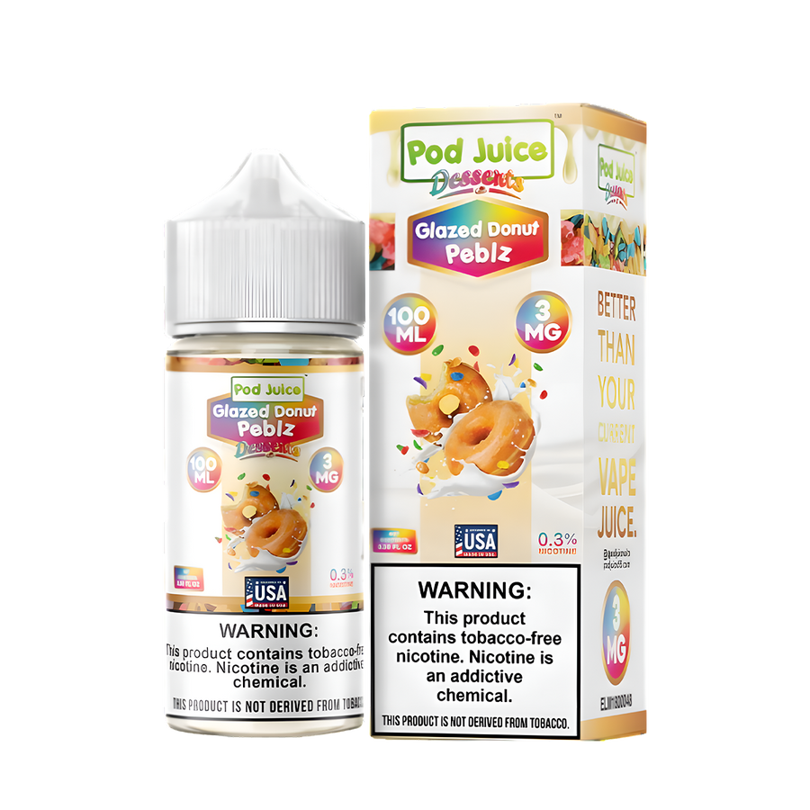 Pod Juice Desserts Freebase Vape Juice 0 Mg 100 Ml Glazed Donut Peblz