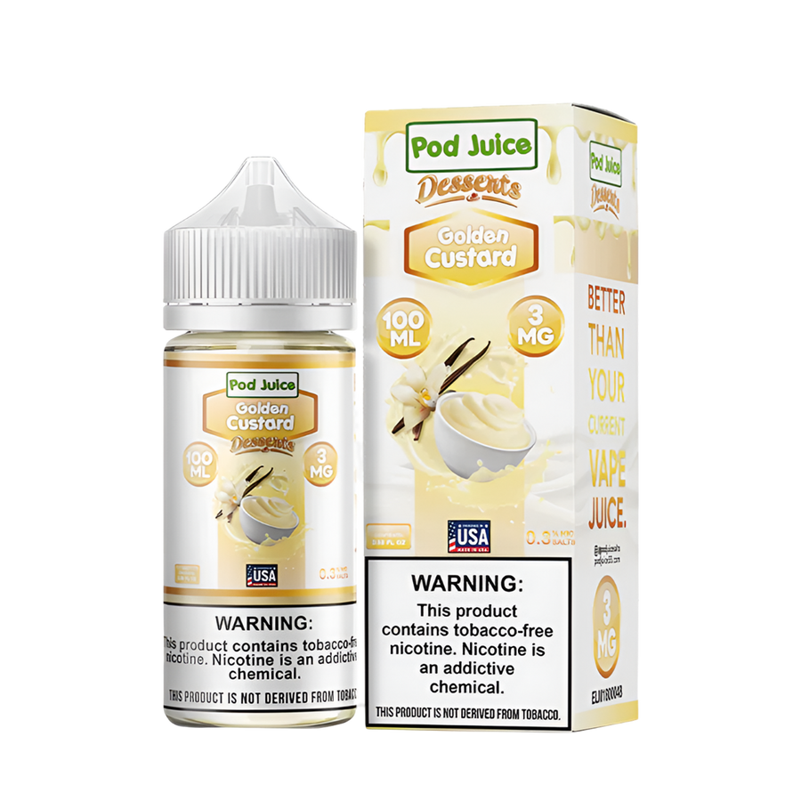 Pod Juice Desserts Freebase Vape Juice 0 Mg 100 Ml Golden Custard