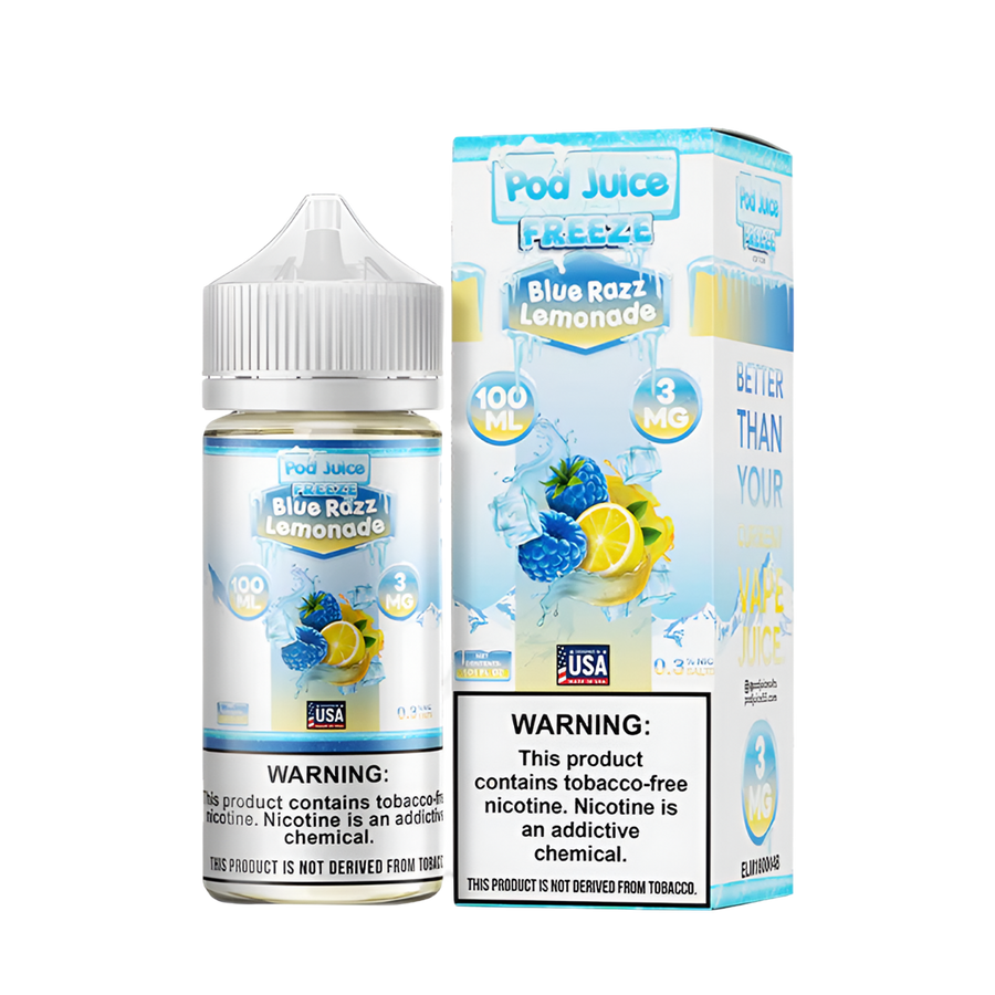 Pod Juice Freeze Freebase Vape Juice 0 Mg 100 Ml Blue Razz Lemonade Freeze