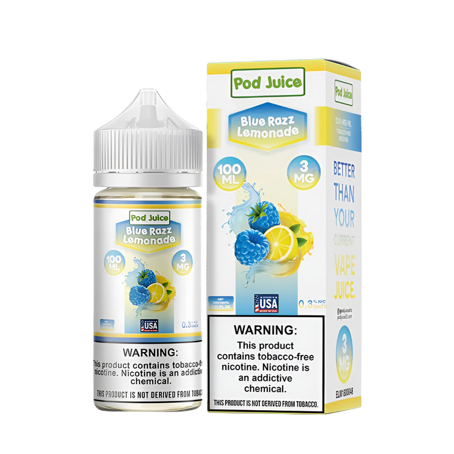 Pod Juice Freebase Vape Juice 0 Mg 100 Ml Blue Razz Lemonade