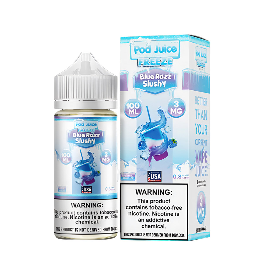 Pod Juice Freeze Freebase Vape Juice 0 Mg 100 Ml Blue Razz Slushy Freeze