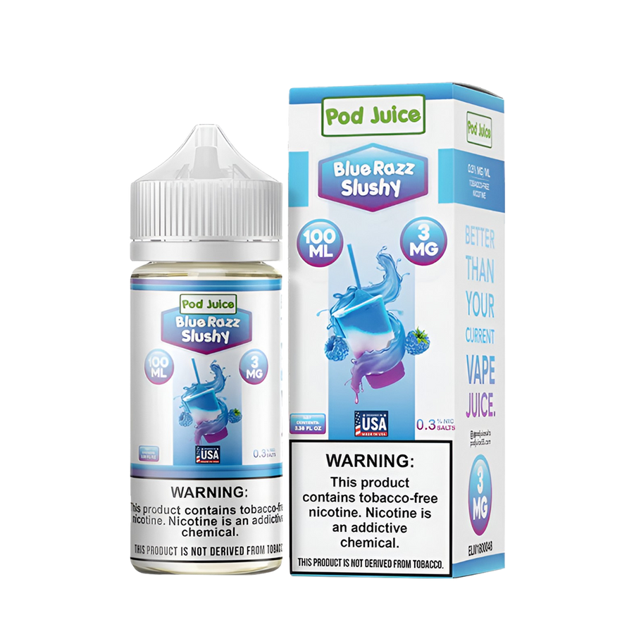 Pod Juice Freebase Vape Juice 0 Mg 100 Ml Blue Razz Slushy