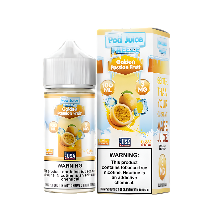 Pod Juice Freeze Freebase Vape Juice 0 Mg 100 Ml Golden Passion Fruit Freeze