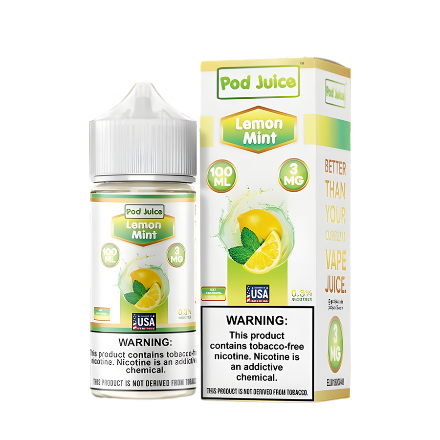 Pod Juice Freebase Vape Juice 0 Mg Lemon Mint 