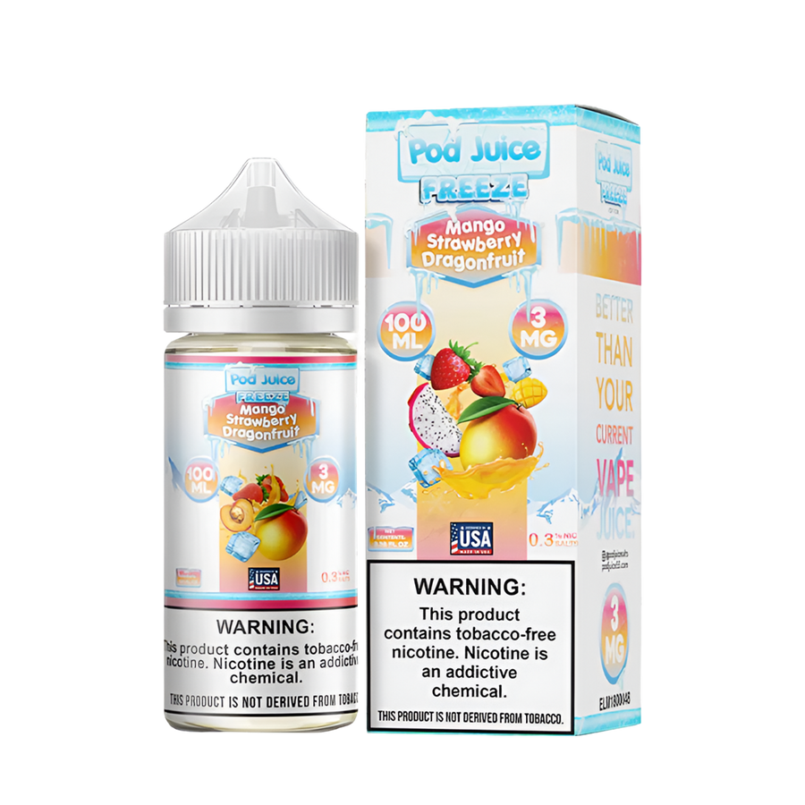 Pod Juice Freeze Freebase Vape Juice 0 Mg 100 Ml Mango Strawberry Dragonfruit Freeze