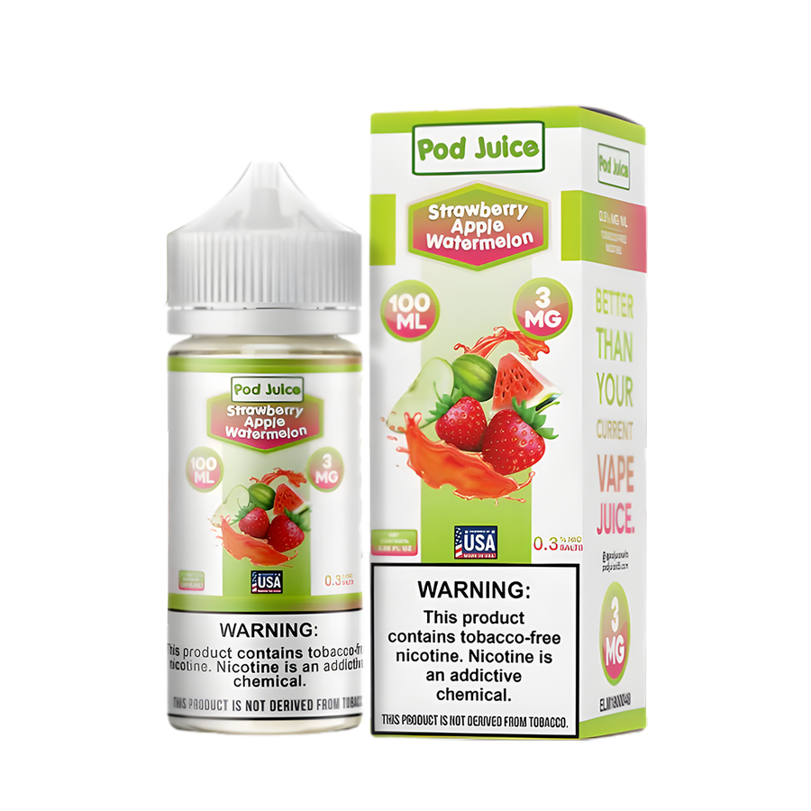 Pod Juice Freebase Vape Juice 0 Mg 100 Ml Strawberry Apple Watermelon