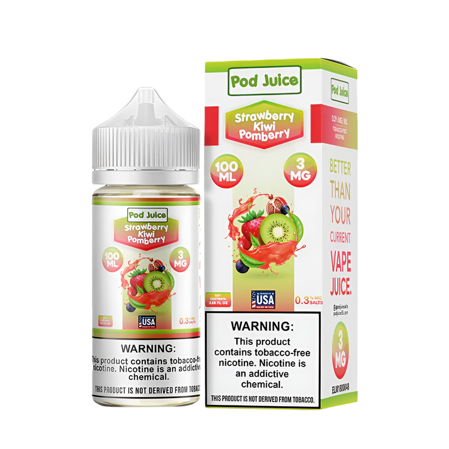 Pod Juice Freebase Vape Juice 0 Mg 100 Ml Strawberry Kiwi Pomberry