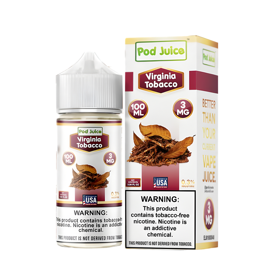 Pod Juice Freebase Vape Juice 0 Mg Verginia Tobacco 