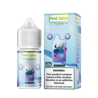 Pod Juice PJ5000 Salt Nicotine Vape Juice 35 Mg Blue Razz Ice 