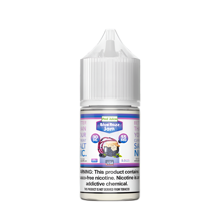 Pod Juice Salt Nicotine Vape Juice 35 Mg Blue Razz Jam 