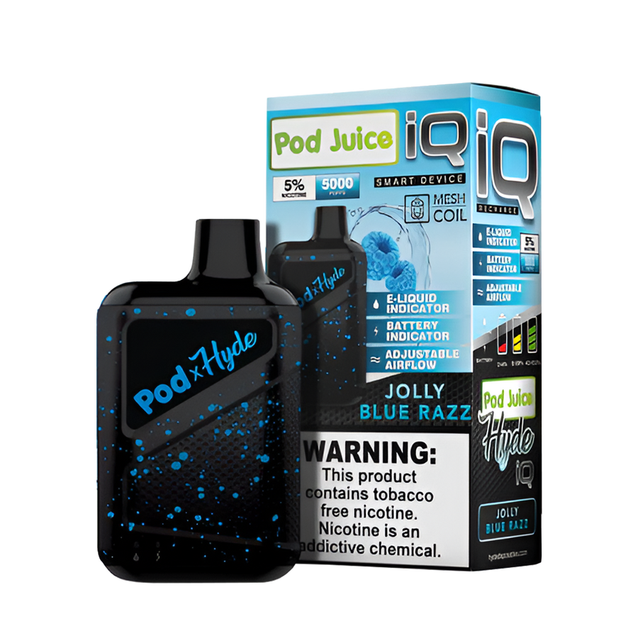 Pod Juice x Hyde IQ Disposable Vape Jolly Blue Razz  