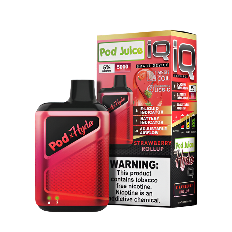 Pod Juice x Hyde IQ Disposable Vape Strawberry Roll Up  