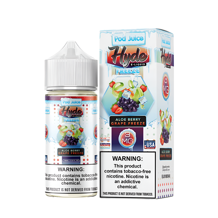 Pod Juice x Hyde Freebase Vape Juice 0 Mg Aloe Berry Grape Freeze 