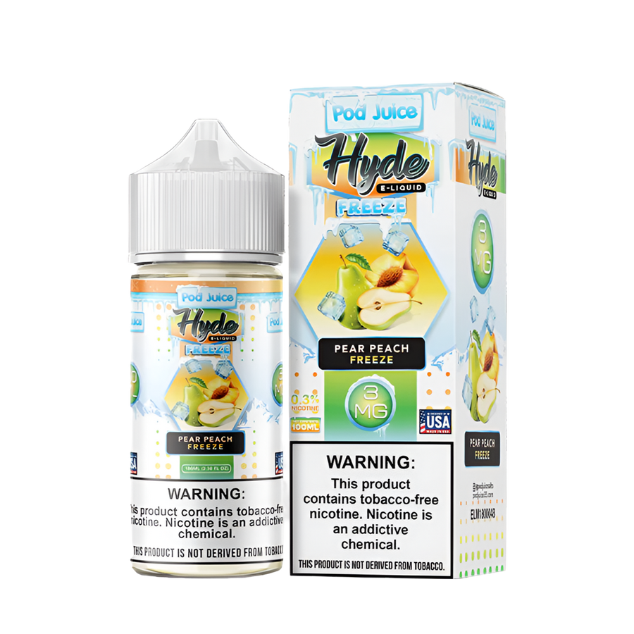 Pod Juice x Hyde Freebase Vape Juice 0 Mg Pear Peach Freeze 