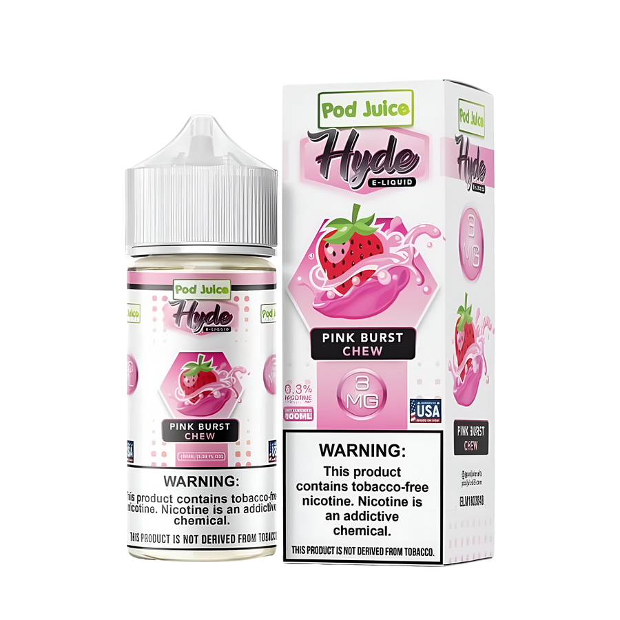 Pod Juice x Hyde Freebase Vape Juice 0 Mg Pink Burst Chew 