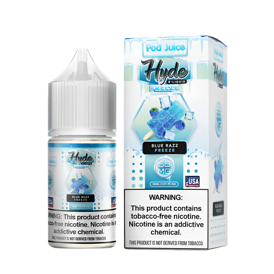 Pod Juice x Hyde Salt Nicotine Vape Juice 35 Mg 30 Ml Jewel Blue Razz Freeze