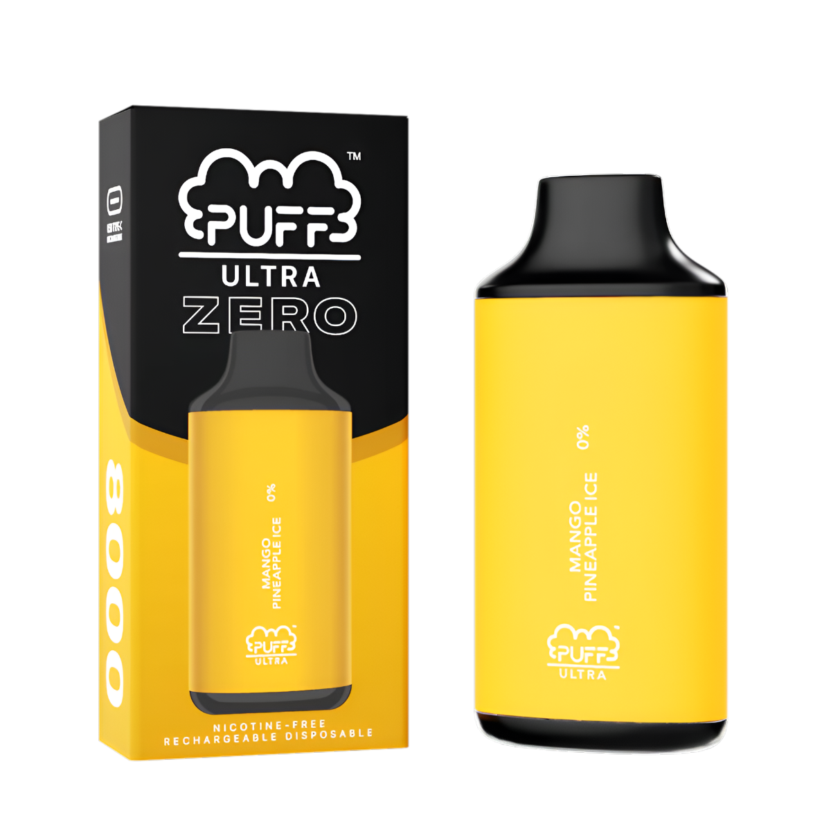 Puff Bar Ultra Zero 8000 Nicotine Disposable Vape Mango Pineapple Ice  