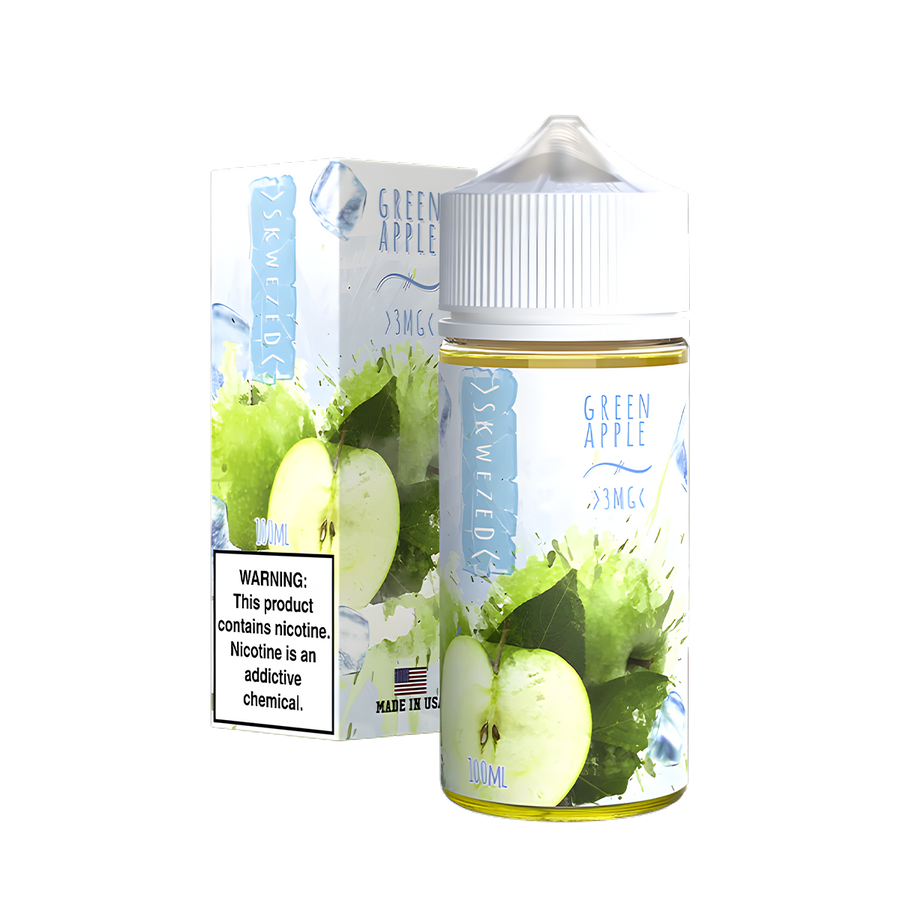 Skwezed Iced Freebase Vape juice 0 Mg 100 Ml Green Apple Iced