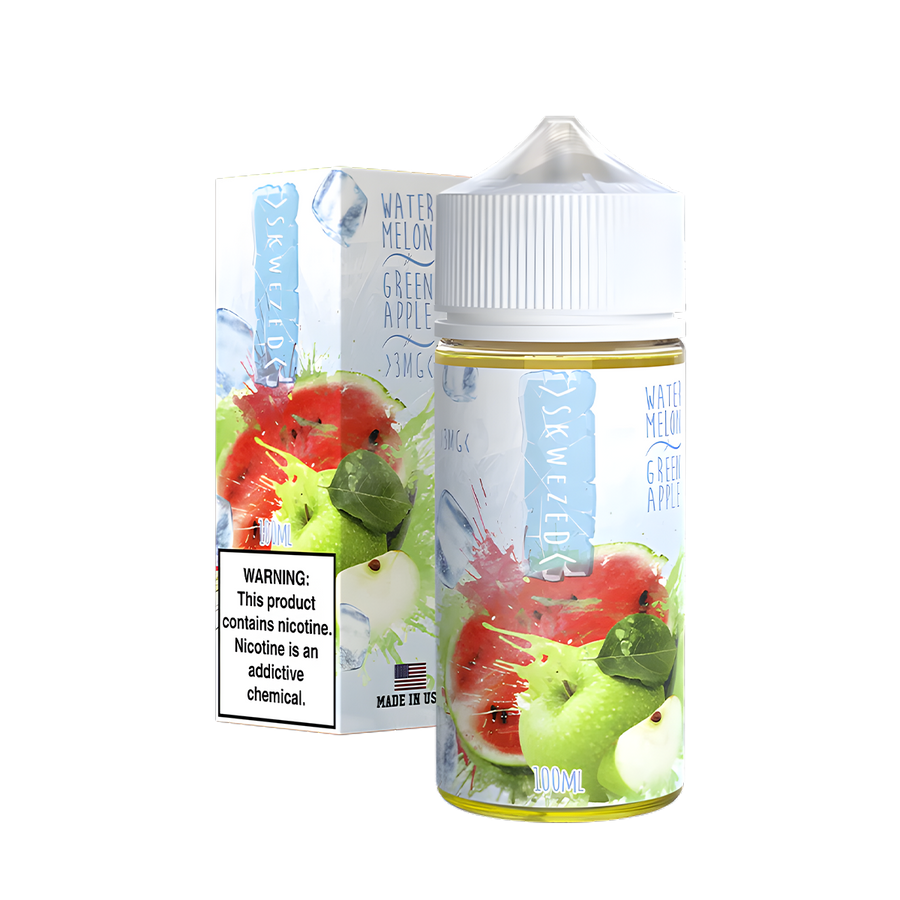 Skwezed Iced Freebase Vape juice 0 Mg Watermelon Green Apple Iced 