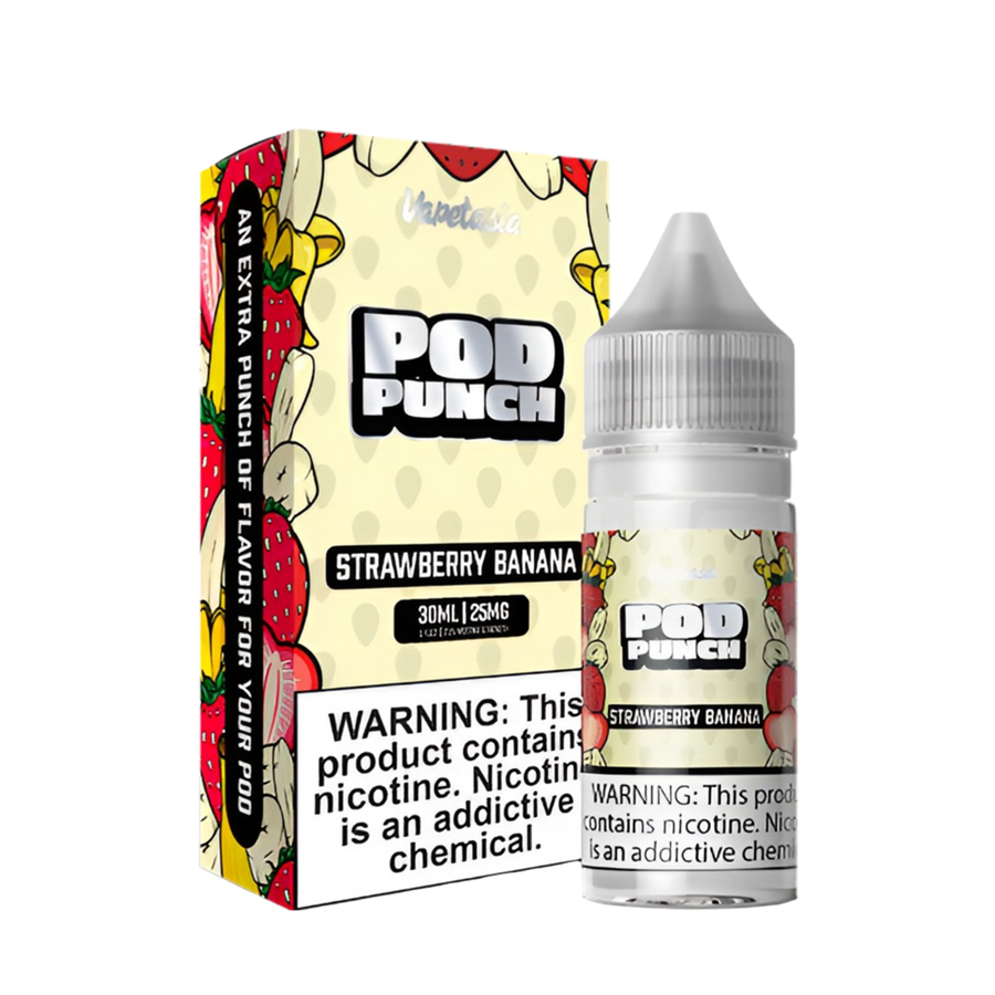 VapeTasia Pod Punch Salt Nicotine Vape Juice 25 Mg Strawberry Banana 