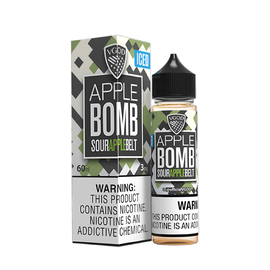 VGOD Iced Bomb Line Freebase Vape Juice 0 Mg 60 Ml Apple Bomb (Sour Apple Belt) Iced