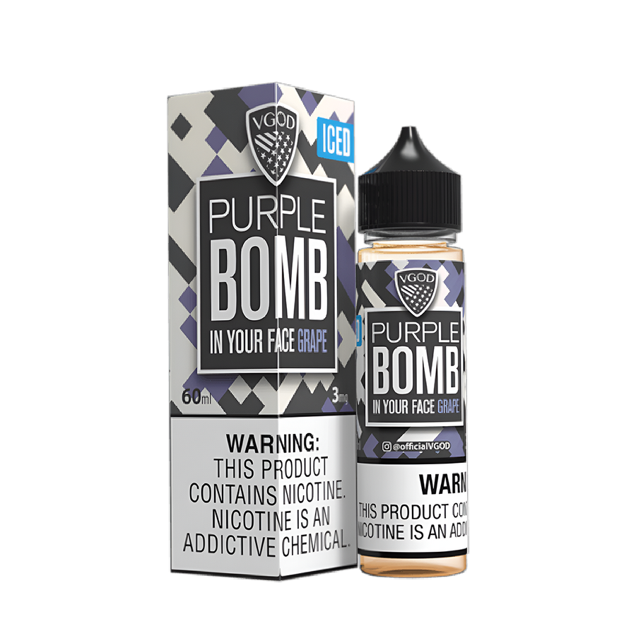 VGOD Iced Bomb Line Freebase Vape Juice 0 Mg 60 Ml Purple Bomb ( Grape) Iced