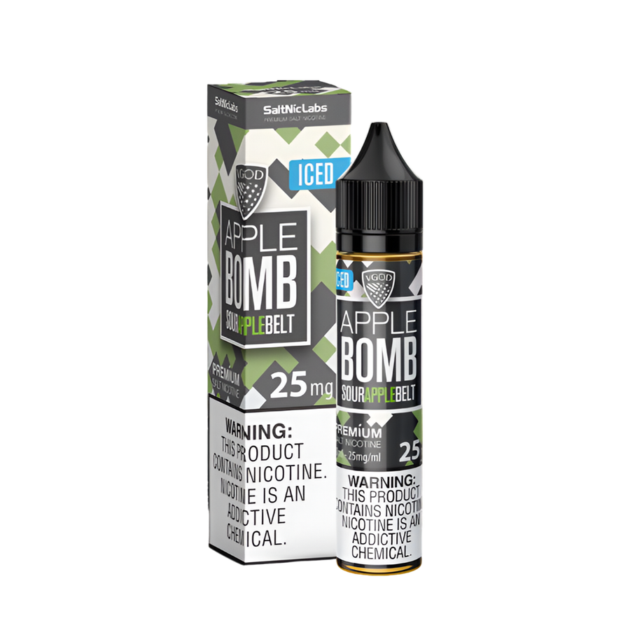 VGOD Iced Bomb Line Salt Nicotine Vape Juice 25 Mg Apple Bomb (Sour Apple Belt) Iced 