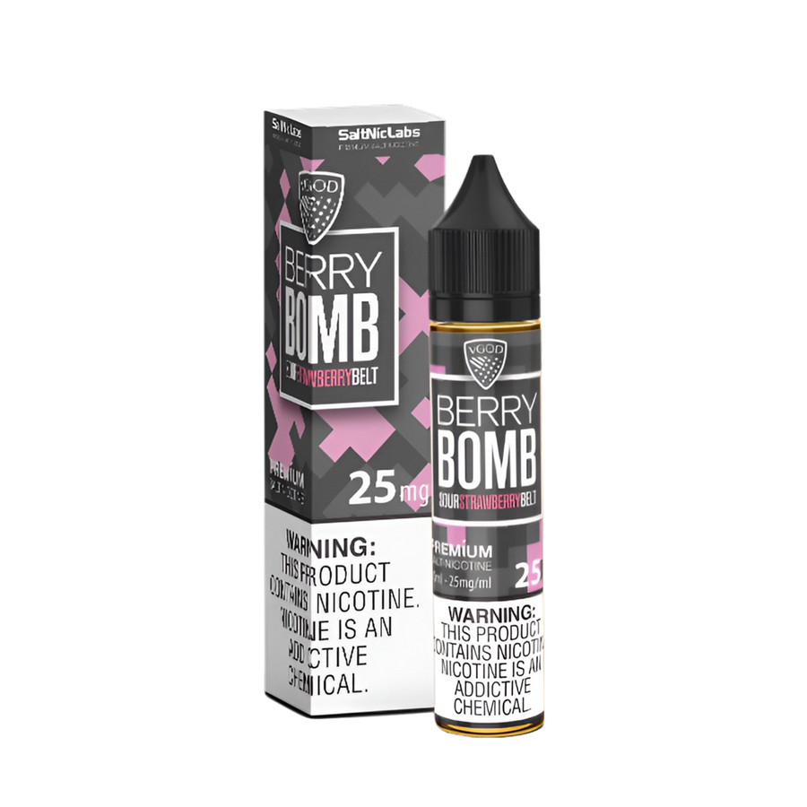 VGOD Iced Bomb Line Salt Nicotine Vape Juice 25 Mg Berry Bomb (Sour Strawberry Belt) Iced 