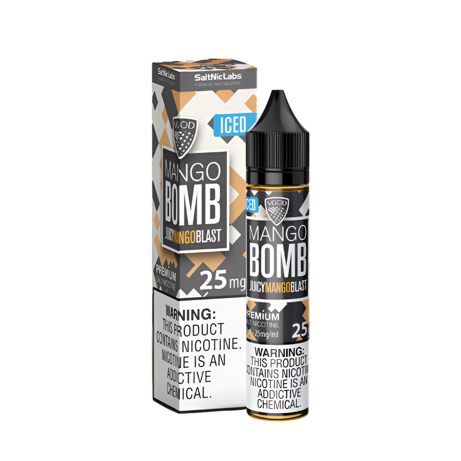 VGOD Iced Bomb Line Salt Nicotine Vape Juice 25 Mg Mango Bomb (Juicy Mango Blast) Iced 