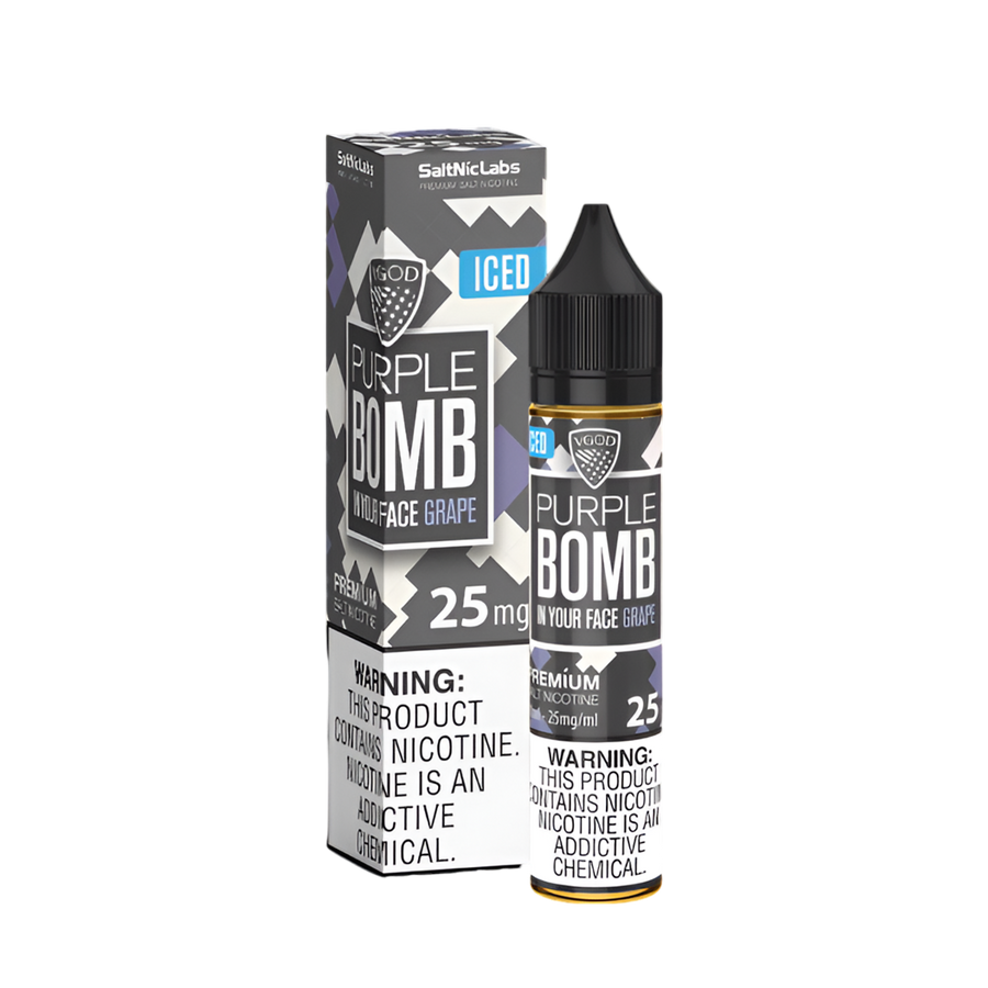 VGOD Iced Bomb Line Salt Nicotine Vape Juice 25 Mg 30 Ml Purple Bomb ( Grape) Iced